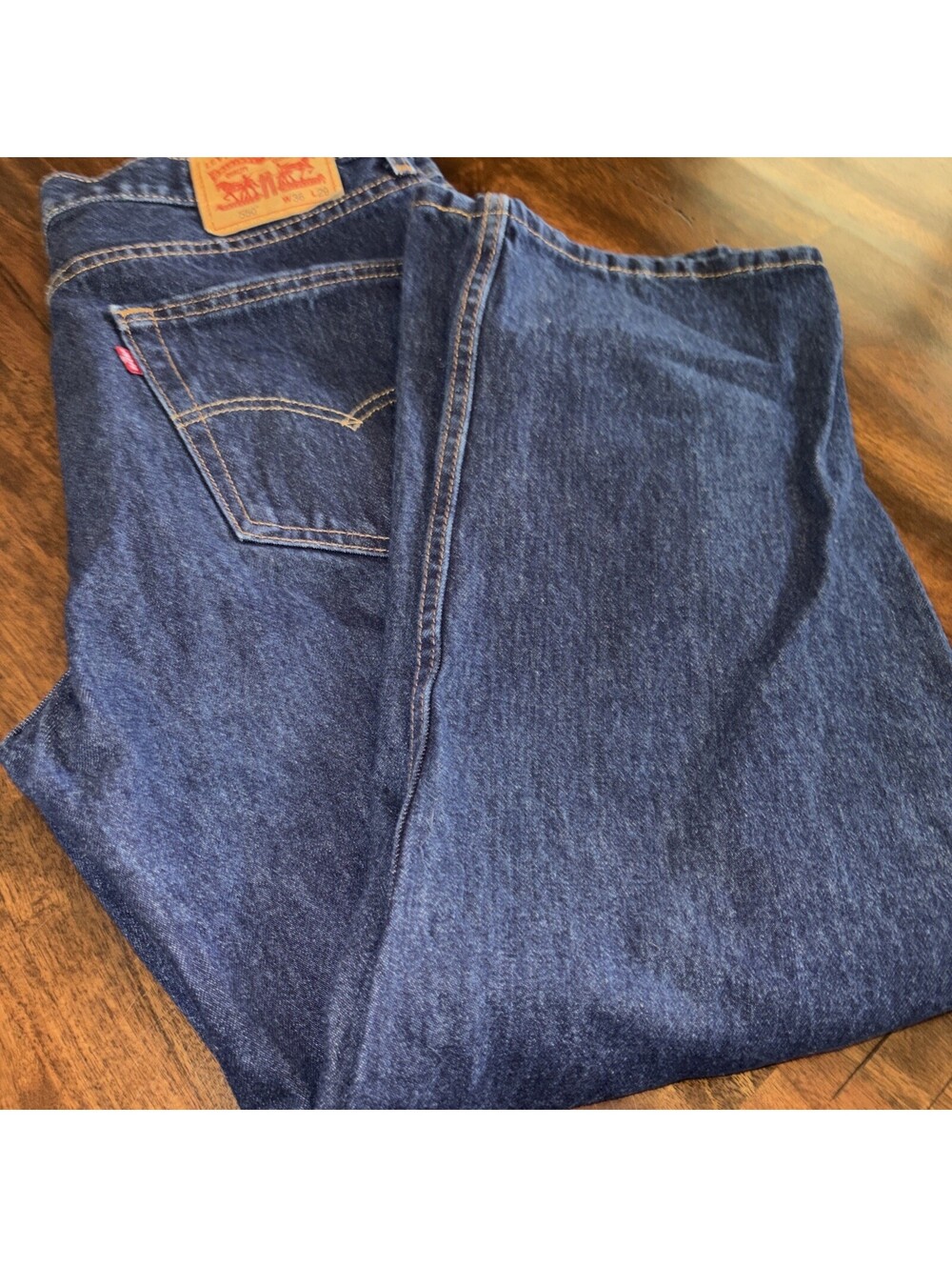 Levis 550 Jeans Mens 36x29 Blue Denim Relaxed Fit Straight Leg Dark Wash Red Tab